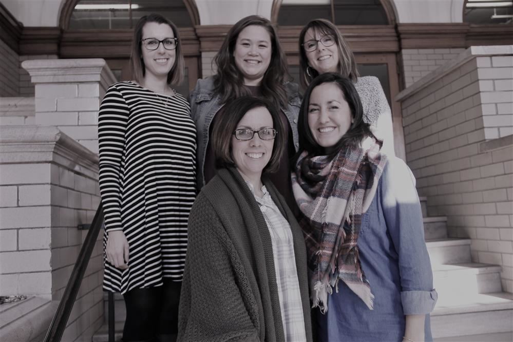 Back row: Alisha Wildermuth, Amanda Sanders, Stacey Bartkowski. Front row: Sherri Hope, Kristin Howat Back row: Alisha Wildermuth, Amanda Sanders, Stacey Bartkowski. Front row: Sherri Hope, Kristin Howat